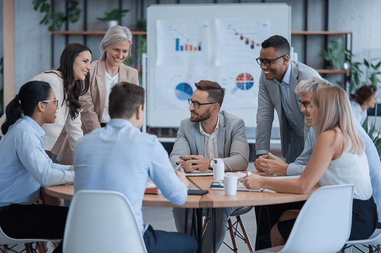 Professionals demonstrating emotional intelligence during a team discussion.